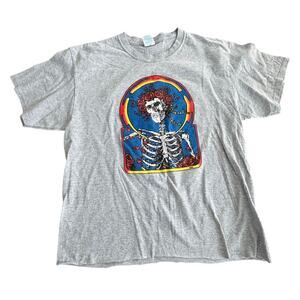 Grateful Dead SKULL & ROSES Gray T-Shirt-Size Large